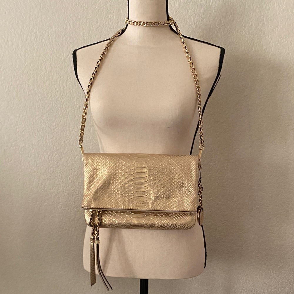 Michael Kors Gold Crossbody Bag with Chain Strap